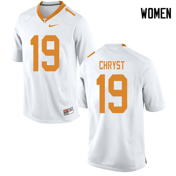 Women #19 Keller Chryst Tennessee Volunteers College Football Jerseys Sale-White - Click Image to Close